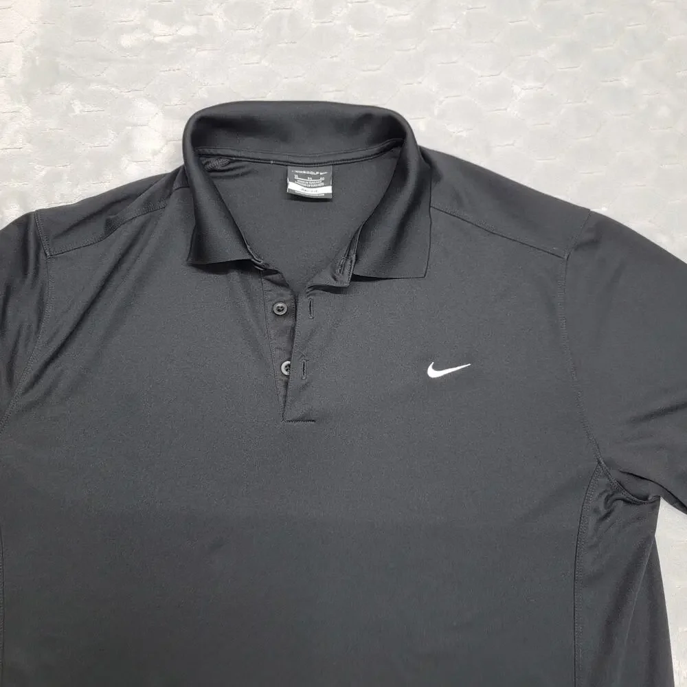 Nike Golf Dri-Fit Polo Shirt Mens XL Black Short Sleeve Embroidered Swoosh